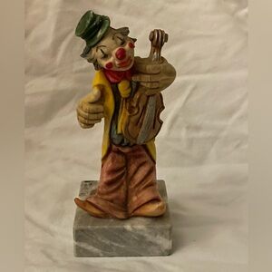 Vintage Clown Holding Violin Porcelain Figurine